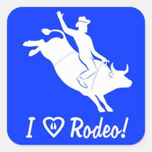 I Love Rodeo! Bull Riding Square Sticker