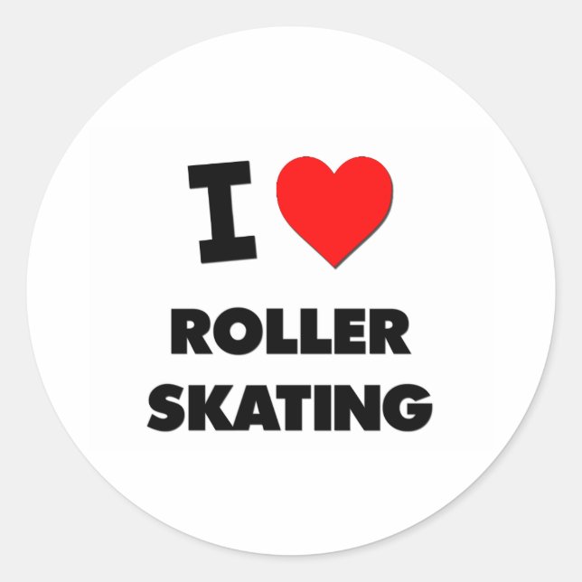 I Love Roller Skating Classic Round Sticker (Front)