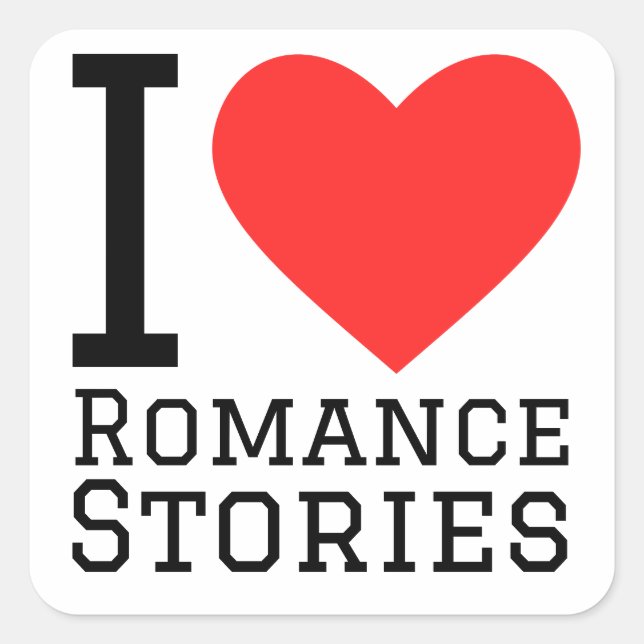 I love romance stories square sticker (Front)