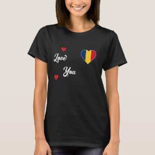 I Love Romania With Romanian Flag In a Heart T-Shirt