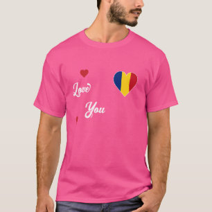 I Love Romania With Romanian Flag In a Heart T-Shirt