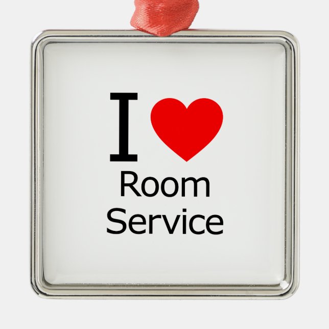 I Love Room Service Metal Tree Decoration (Front)