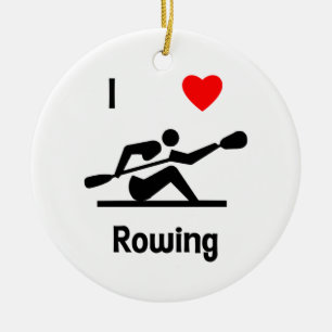 I Love Rowing Ceramic Tree Decoration