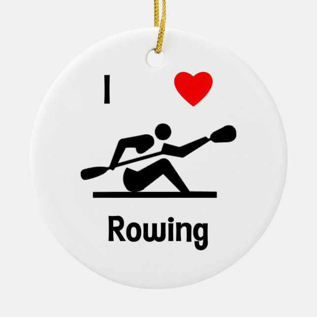 I Love Rowing Ceramic Tree Decoration (Front)