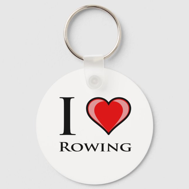 I Love Rowing Key Ring (Front)
