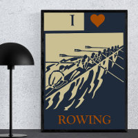I Love Rowing - Vintage Retro Water Sport