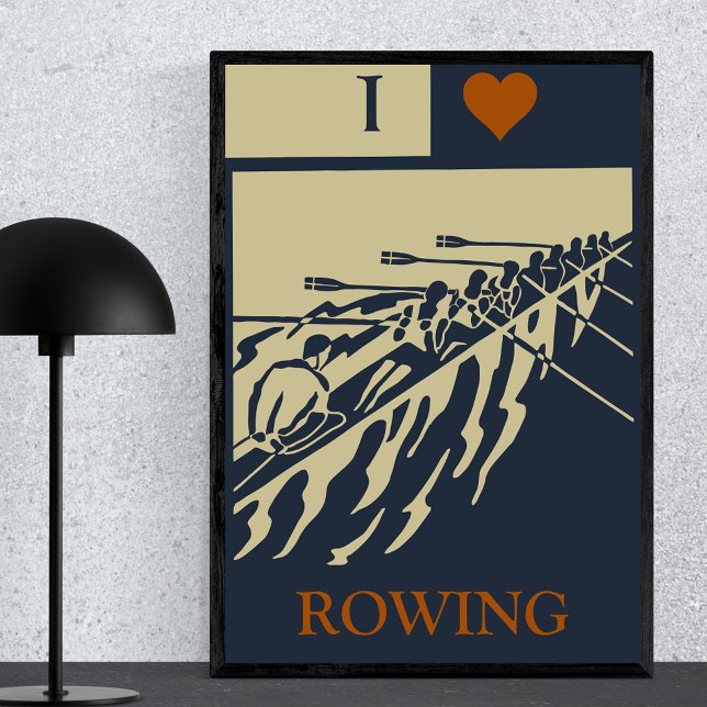 I Love Rowing - Vintage Retro Water Sport Poster (Creator Uploaded)