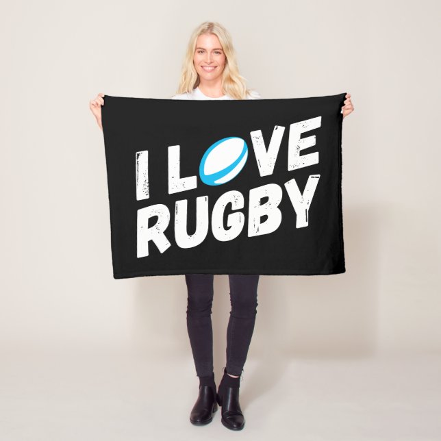 I LOVE RUGBY FLEECE BLANKET (In Situ)