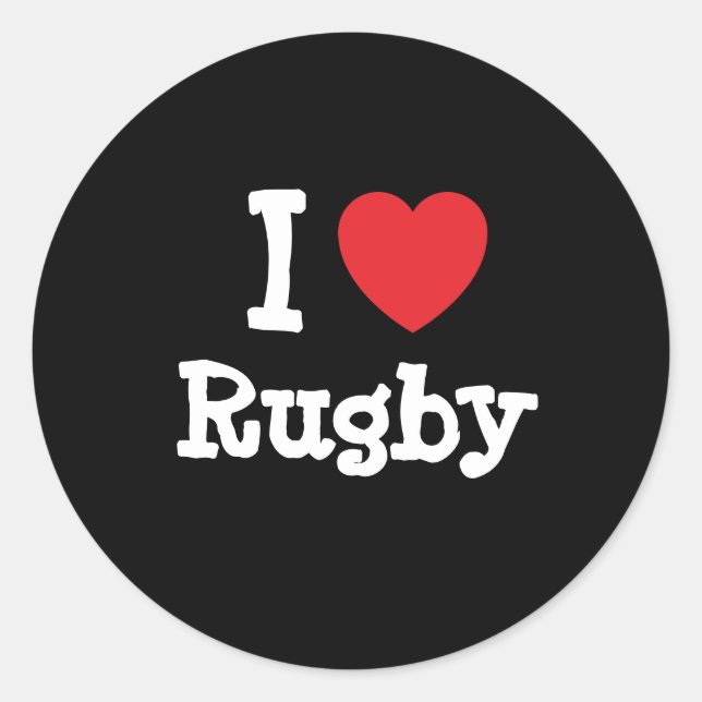 I love Rugby heart custom personalised Classic Round Sticker (Front)