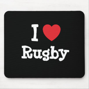 I love Rugby heart custom personalised Mouse Mat