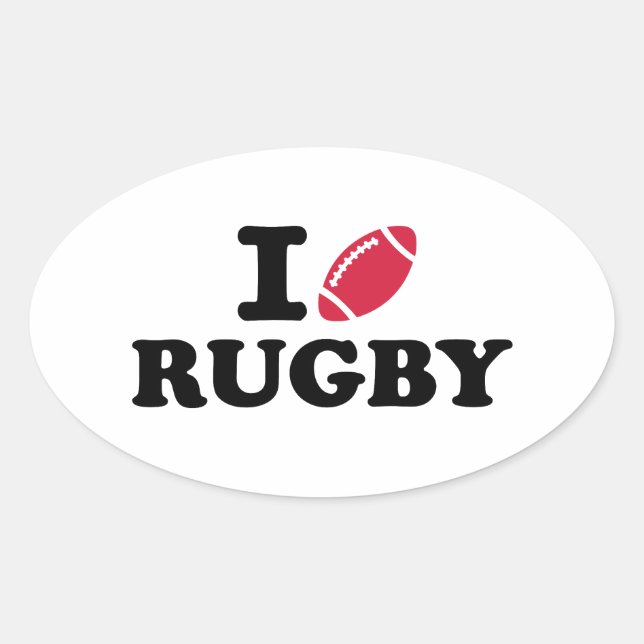 I love Rugby Oval Sticker (Front)