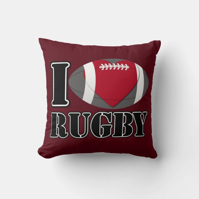 I Love Rugby Pillow (Front)