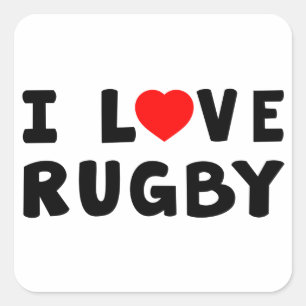 I Love Rugby Square Sticker