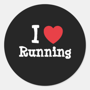 I love Running heart custom personalised Classic Round Sticker