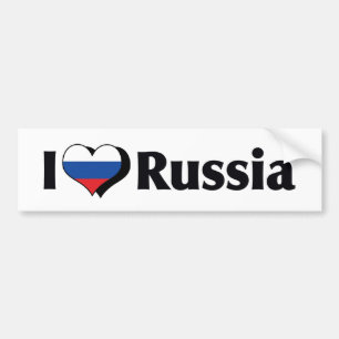 I Love Russia Flag Bumper Sticker
