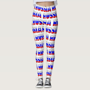 I Love Russia Flag Colours Typography Pattern Cute Leggings