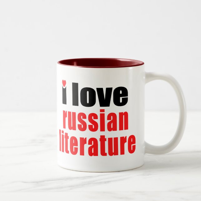 I Love Russian Literature Two-Tone Coffee Mug (Right)