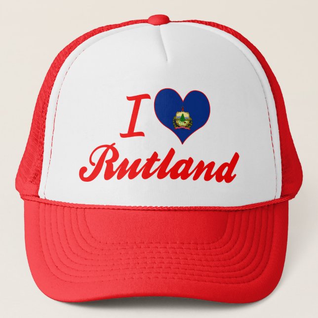 I Love Rutland, Vermont Trucker Hat (Front)