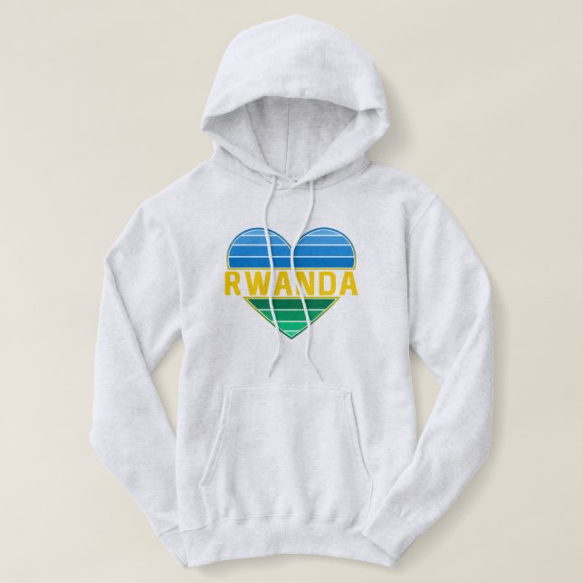 I Love Rwanda, Rwandan Rwandese Heart Hoodie (Design Front)