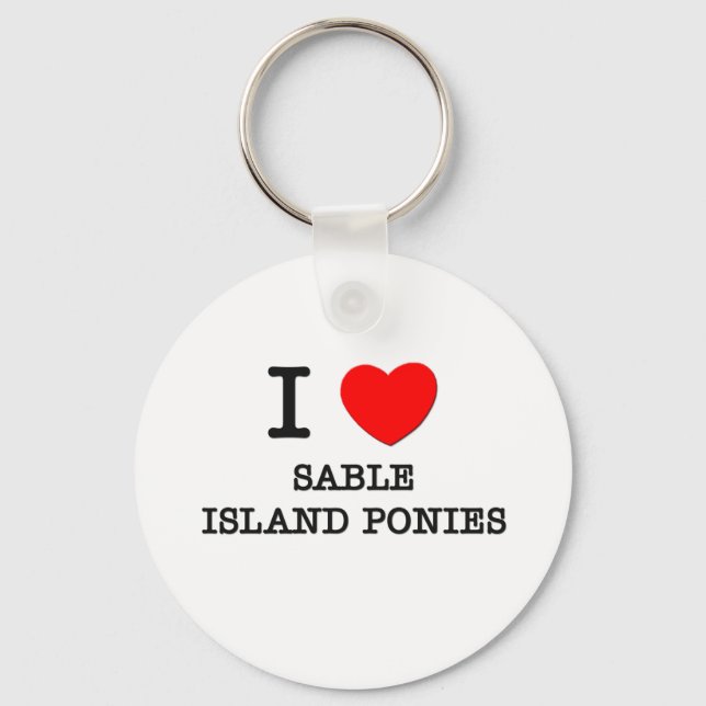 I Love Sable Island Ponies (Horses) Key Ring (Front)