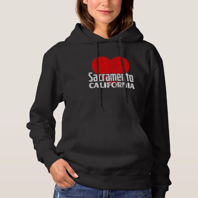 I Love Sacramento California Retro Big Heart Vacat Hoodie (Front)