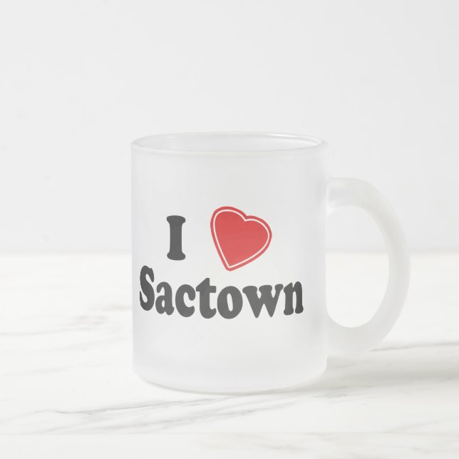 I Love Sactown Frosted Glass Coffee Mug (Right)