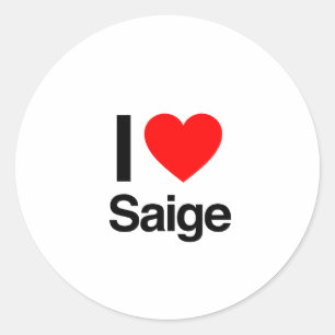 i love saige classic round sticker