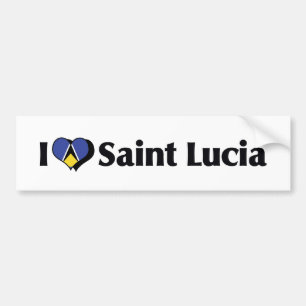 I Love Saint Lucia Flag Bumper Sticker