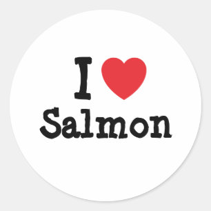 I love Salmon heart T-Shirt Classic Round Sticker