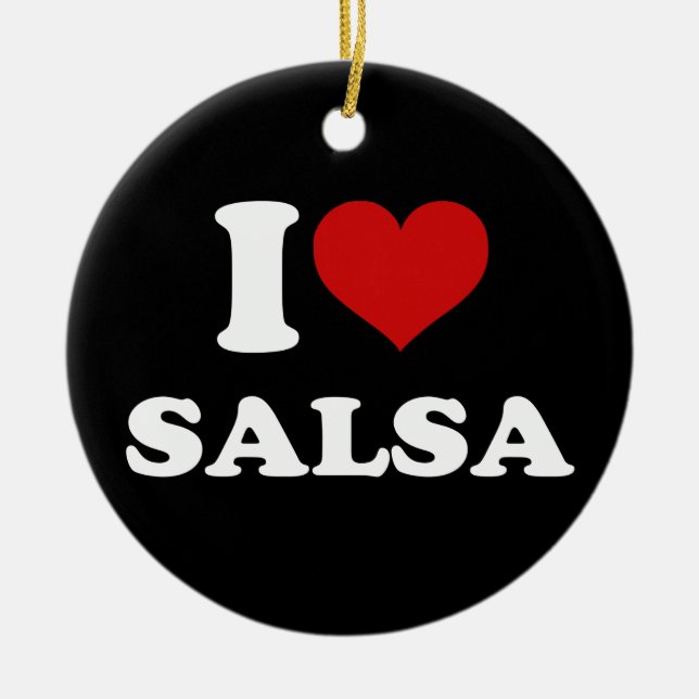 I Love Salsa Ceramic Tree Decoration (Front)