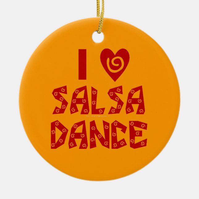 I Love Salsa Dance Custom Dancing Lover Ceramic Tree Decoration (Front)