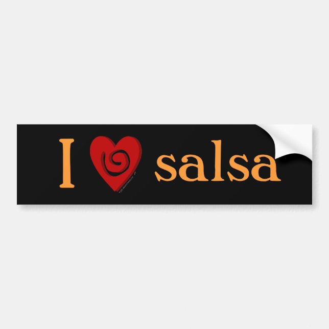 I Love Salsa Heart Dance Lovers Bumper Sticker (Front)