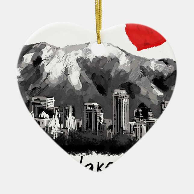 I love Salt Lake City Ceramic Tree Decoration (Front)