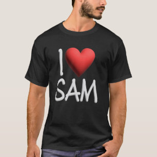 I Love Sam Name Personalised Girl Woman Friend Hea T-Shirt