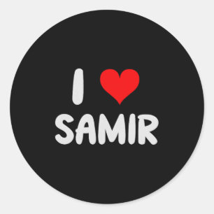 I Love Samir - Heart Comfort Colors Adult Heavywei Classic Round Sticker