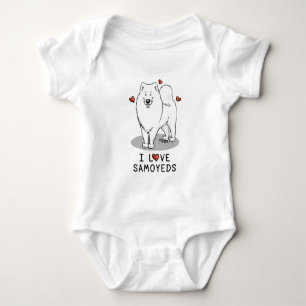 I Love Samoyeds - Cute dog Baby Bodysuit