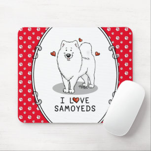 I Love Samoyeds - dog cute hearts Sammie Mouse Mat