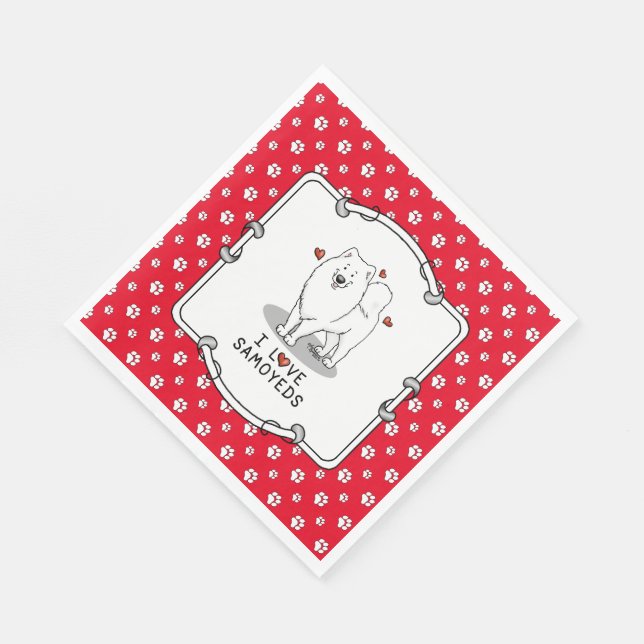 I Love Samoyeds  - dog cute hearts Sammie Napkin (Corner)