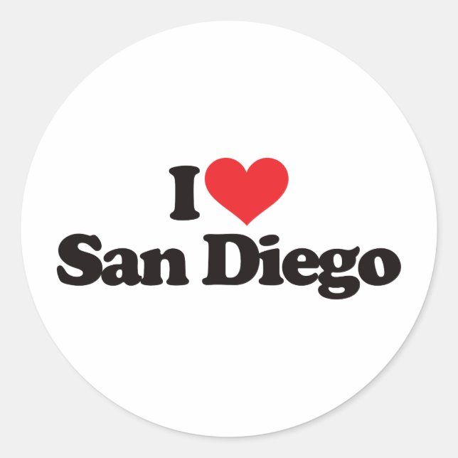 I Love San Diego Classic Round Sticker (Front)