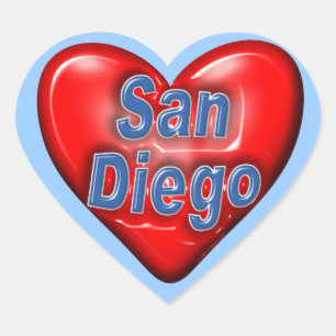I Love San Diego Heart Sticker