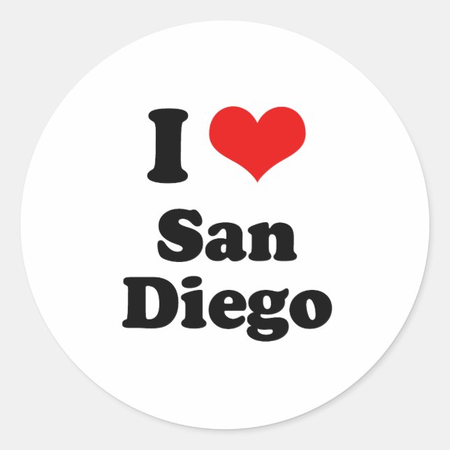 I Love San Diego T-shirt Classic Round Sticker (Front)
