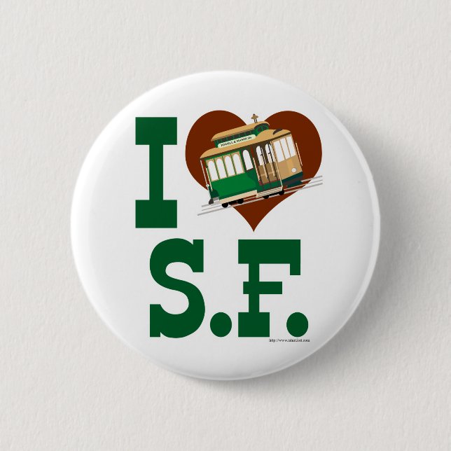 I love San Francisco Cable Cars 6 Cm Round Badge (Front)