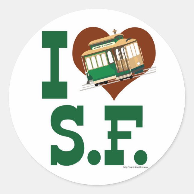 I love San Francisco Cable Cars Classic Round Sticker (Front)