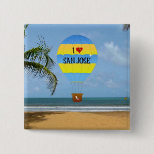 I Love San Jose Hot Air Balloon Beach Scene 15 Cm Square Badge