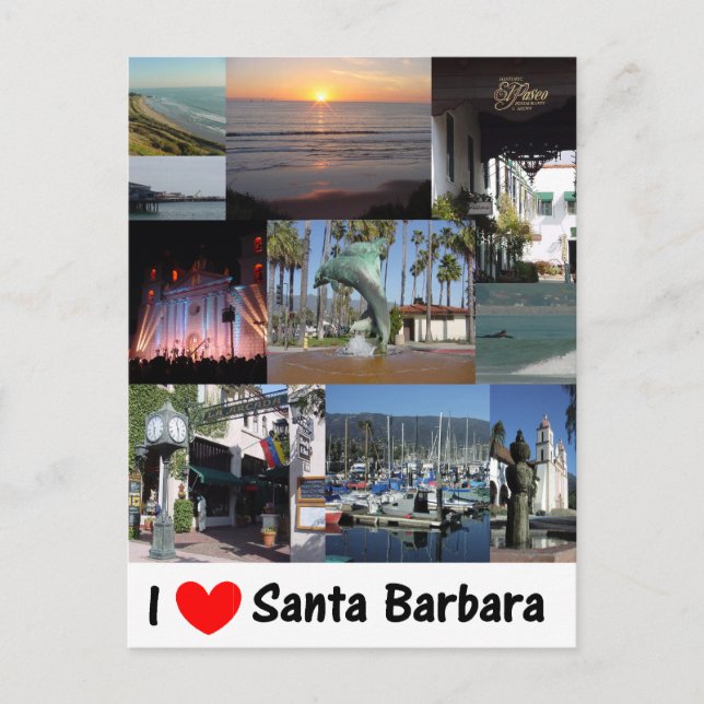 I love Santa Barbara Postcard (Front)
