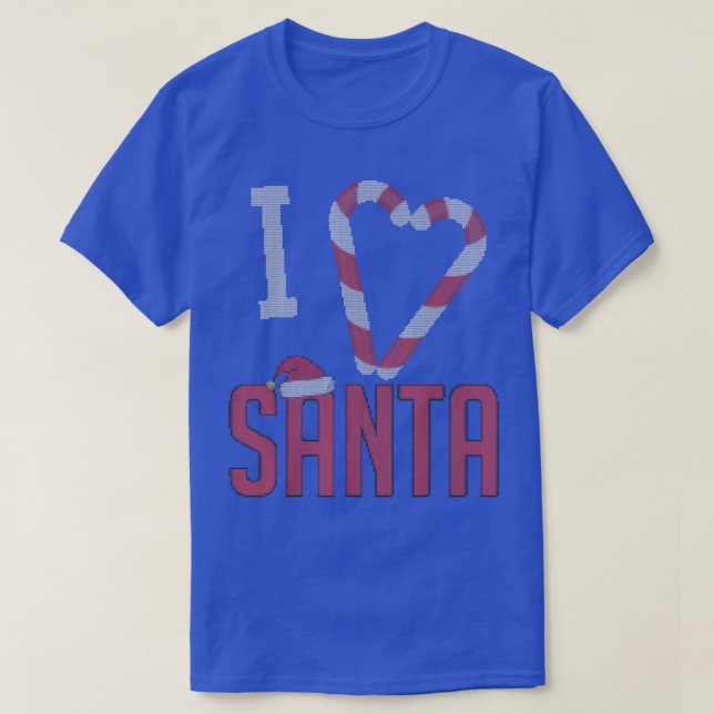 I Love Santa Candy Stick Christmas Merch  T-Shirt (Design Front)