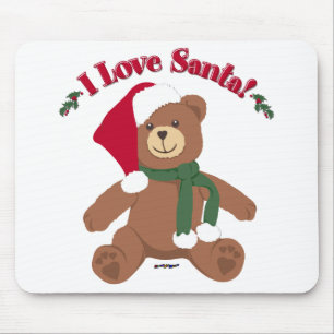 I Love Santa! Christmas Teddy Bear Mouse Mat