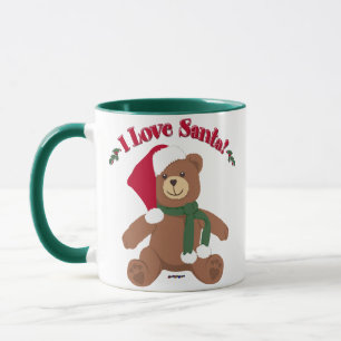 I Love Santa! Christmas Teddy Bear Mug