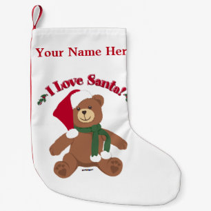 I Love Santa! Christmas Teddy Bear Small Christmas Stocking