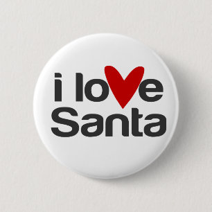 i love Santa with heart 6 Cm Round Badge